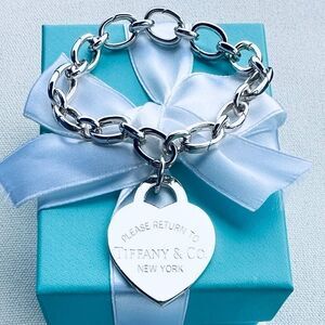 Tiffany Oval Clasping Link Bracelet in Silver ONLY, for Charm Pendant, 7.5"